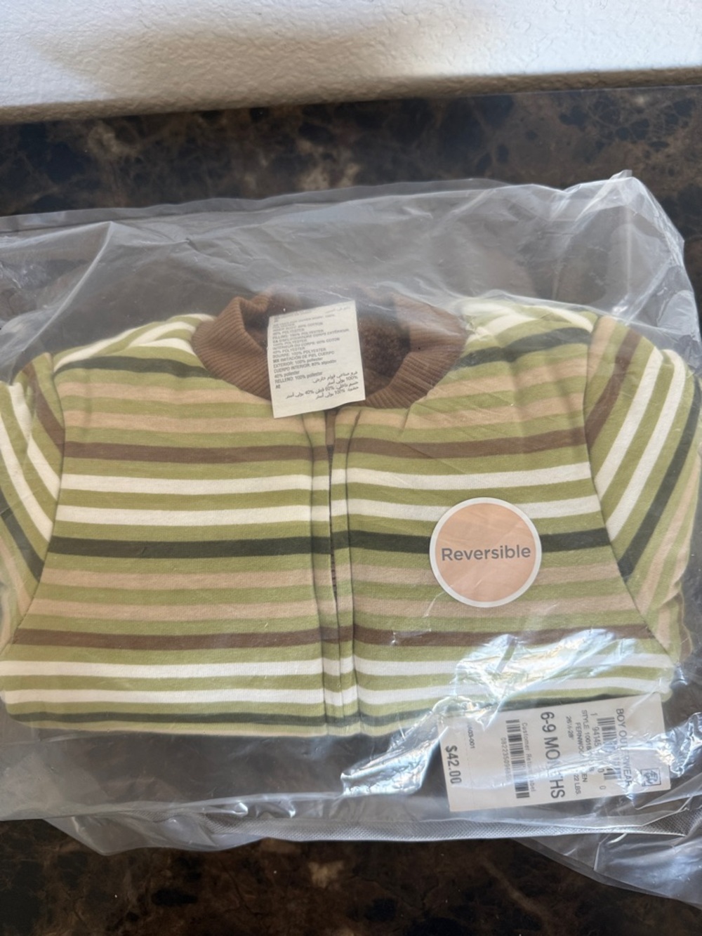 New! First Impressions Reversible Faux-Sherpa Jacket Baby Boy, Green, 6-9 month - Picture 4 of 10